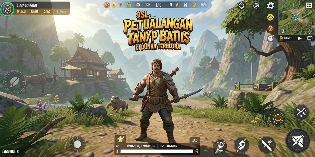 Screenshot gameplay 9SL menunjukkan eksplorasi di dunia terbuka.
