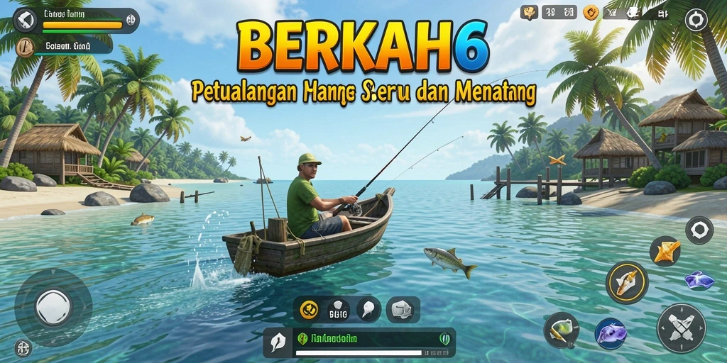 Gameplay seru dalam <strong>BERKAH6</strong> saat menangkap ikan di laut.