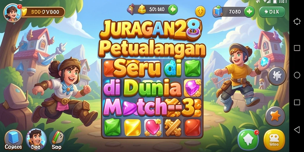 Tampilan menarik gameplay JURAGAN28 dengan tantangan Match-3 yang seru.