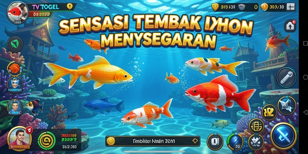 Screenshot gameplay TVTOGEL menampilkan dinamika seru berburu ikan.